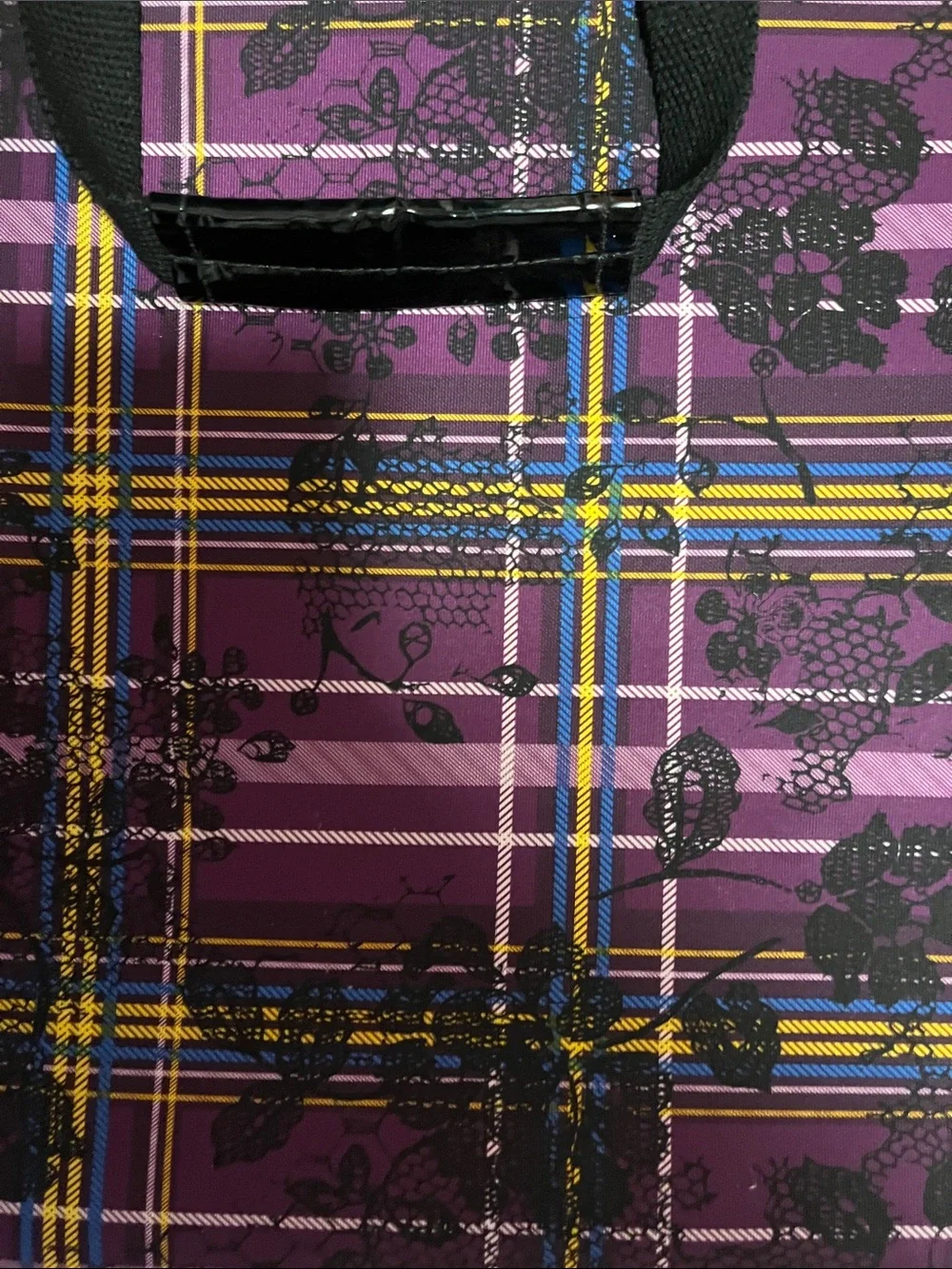 Betsey Johnson Purple Plaid Cosmetic/laptop Padded Case with Gold Plaque